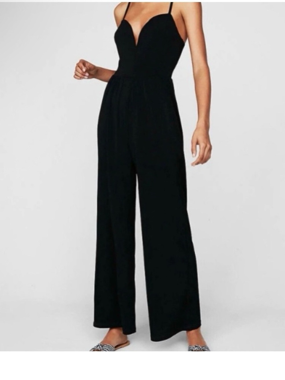 Express Spaghetti-Strap Black Wide-Leg Jumpsuit